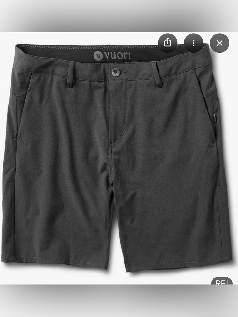 Vuori Aim Short in Charcoal 8”